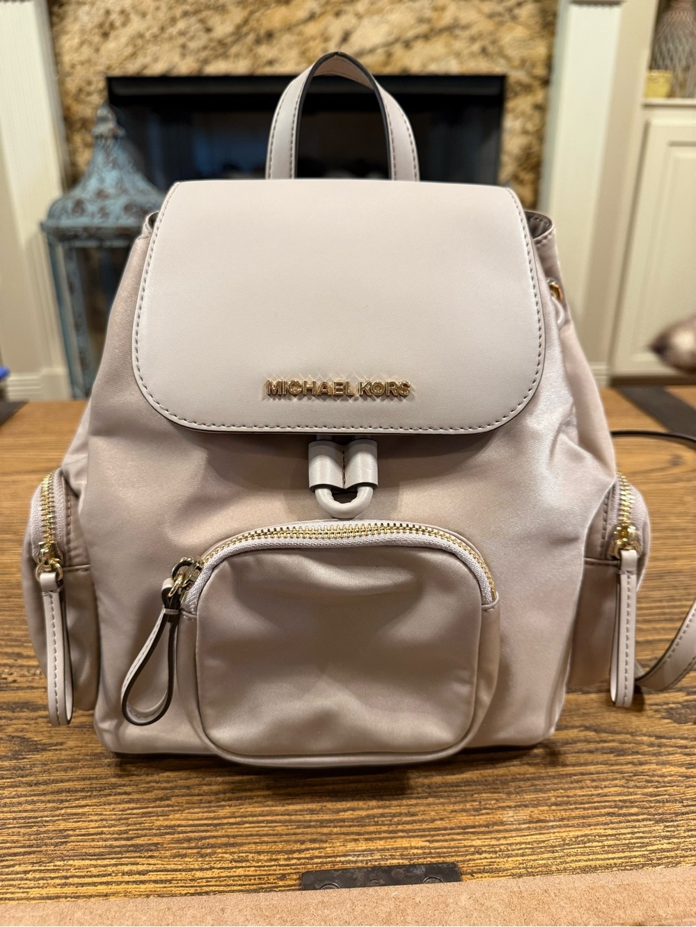 A21 - Michael Kors Abbey Large Cargo Backpack in Cement Backpack w/Gold Hardware